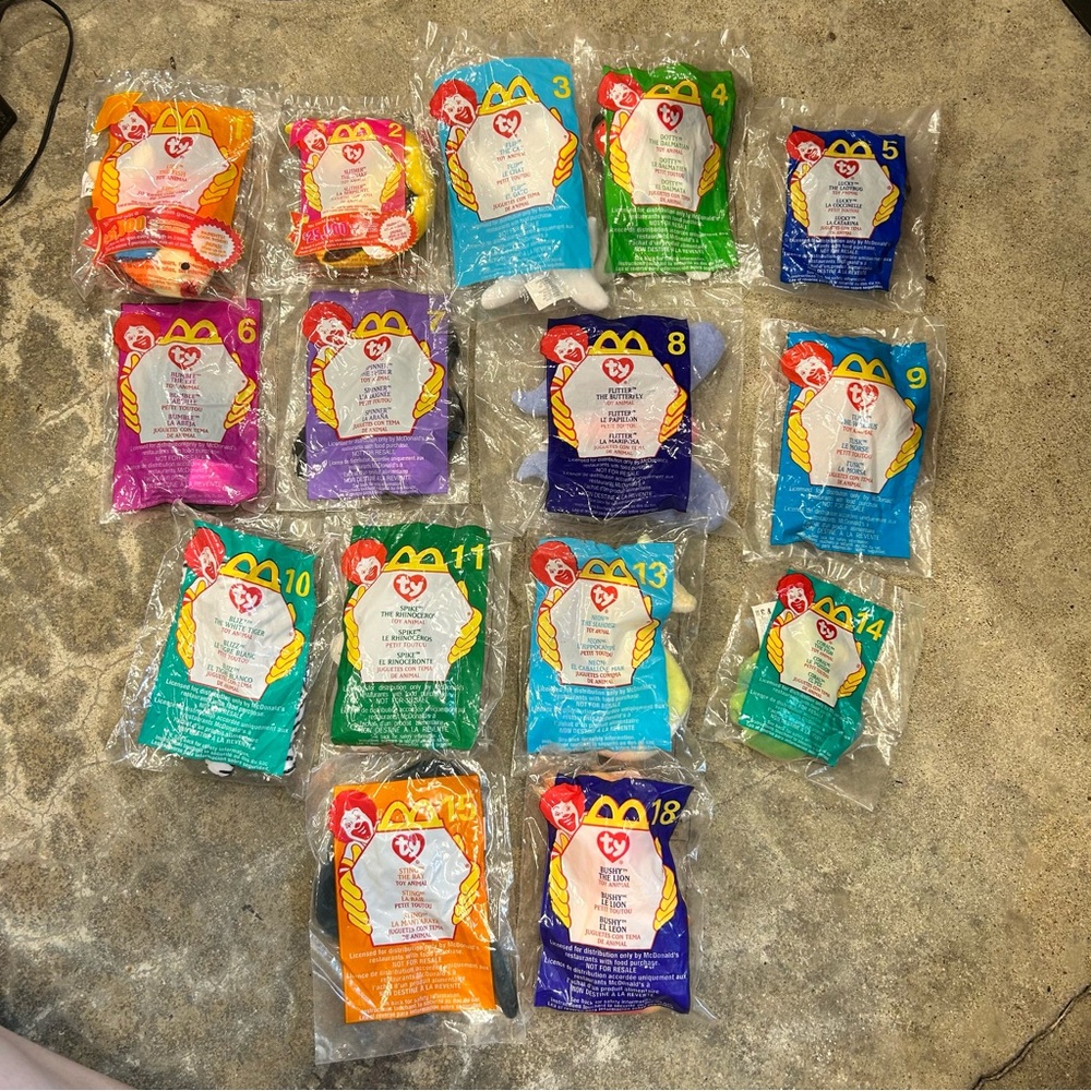 NIP 2000 VINTAGE TY BEANIE BABIES SET OF 15 MCDONALDS HAPPY‎ MEAL TOYS UNOPENED